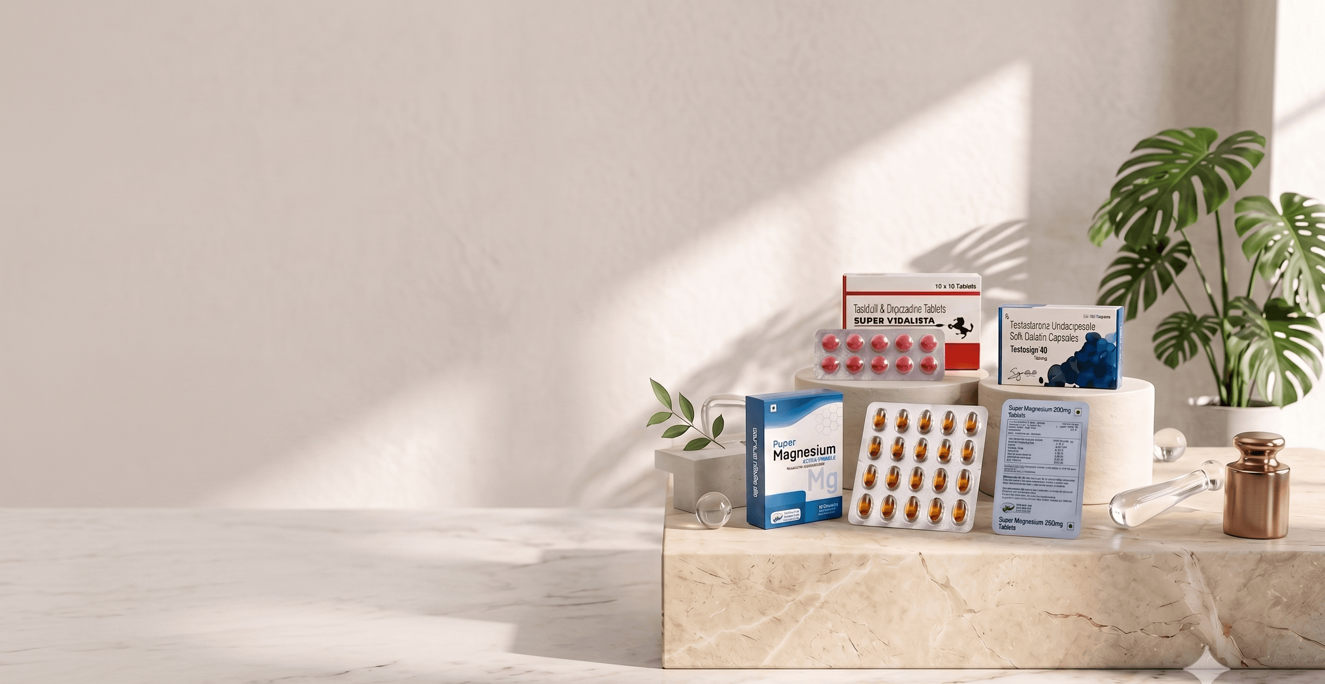 Premium pharmaceutical products showcase